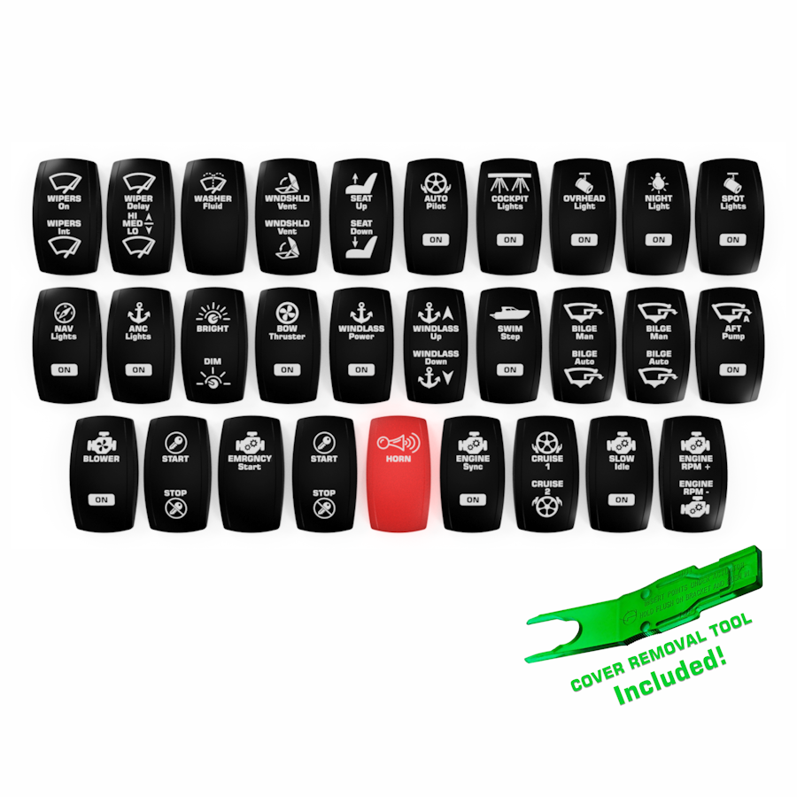 チーターファイブ Contura V Laser Etched Rocker Switch Cover Kit | Sea Ray 480 Motor