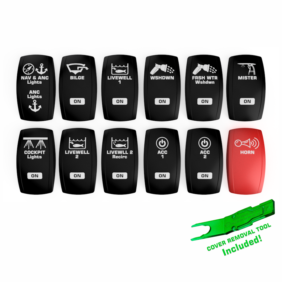 Contura V Laser Etched Rocker Switch Cover Kit | Sea Hunt Ultra
