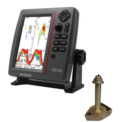 SI-TEX SVS-760 Dual Frequency Sounder 600W Kit w/Bronze Thru-Hull Temp Transducer - 1700/50/200T-CX [SVS-760TH] - American Offshore