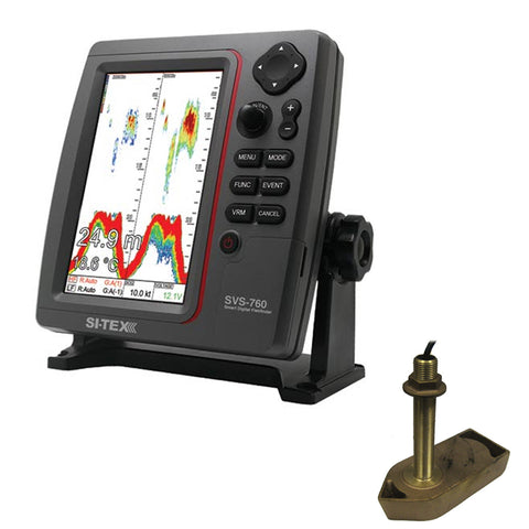 SI-TEX SVS-760 Dual Frequency Sounder 600W Kit w/Bronze Thru-Hull Temp Transducer - 307/50/200T-CX [SVS-760TH1] - American Offshore
