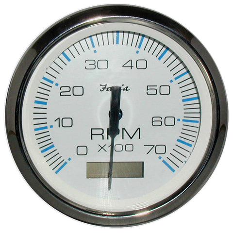 Faria Chesapeake White SS 4" Tachometer w/Hourmeter - 7000 RPM (Gas) (Outboard) [33840] - American Offshore