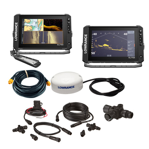 Lowrance Elite FS 10 BOAT in A BOX w/Active Imaging 3-in-1 - 2 Displays, TD, GPS Antenna, Starter Kit, 25' Ethernet Cable [000-16476-001]