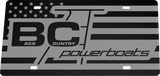 Back Country Powerboats License Plate | Black Gloss Acrylic