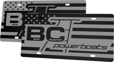 Back Country Powerboats License Plate | Black Gloss Acrylic