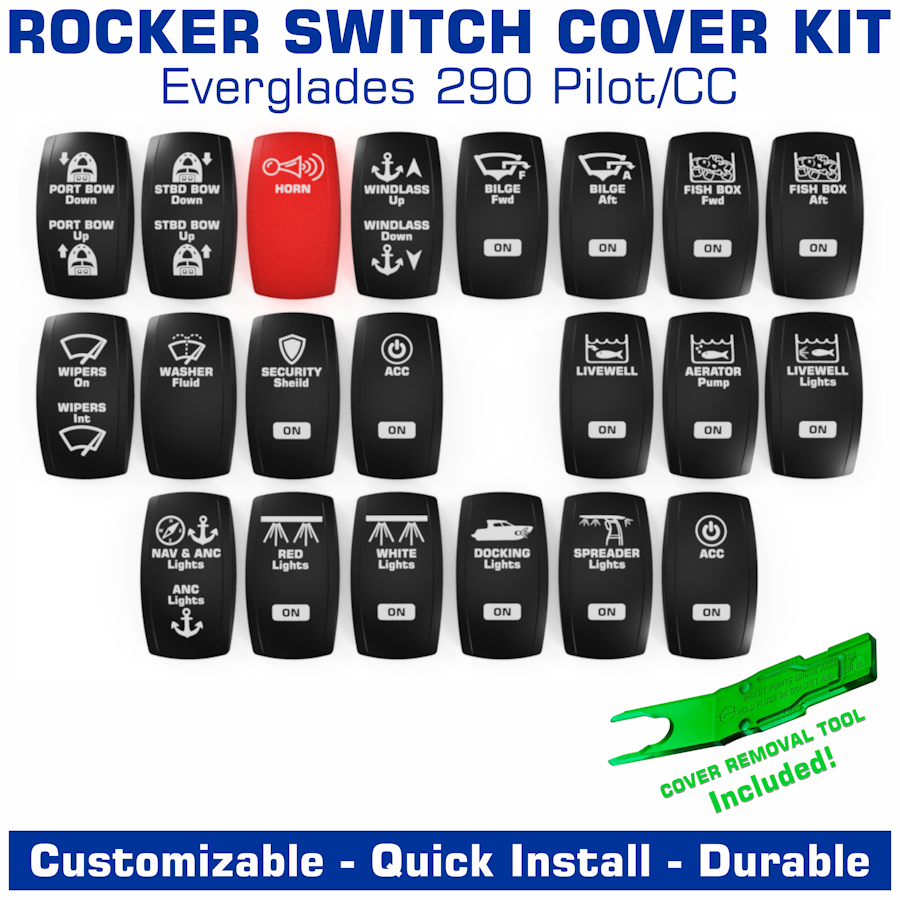 Red Rocker Switch Cover Contura V Laser Etched Rocker Switch Cover Kit | Everglades 290 Pilot ...