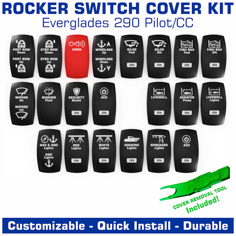 Contura V Laser Etched Rocker Switch Cover Kit | Everglades 290 Pilot/CC