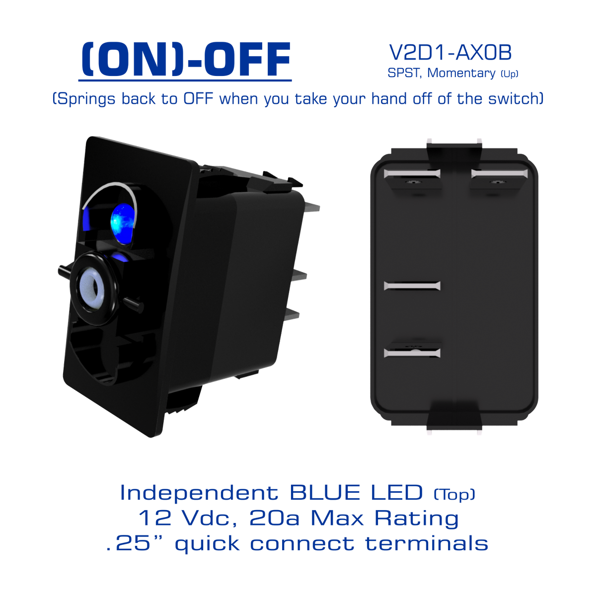 Blue LED Rocker Switch Body (Multiple Options) | American Offshore
