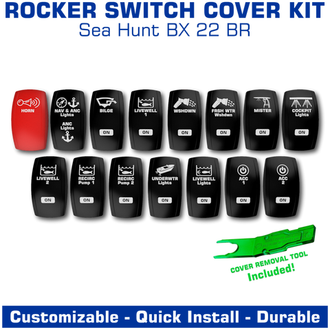 Contura V Laser Etched Rocker Switch Cover Kit | Sea Hunt BX 22 BR