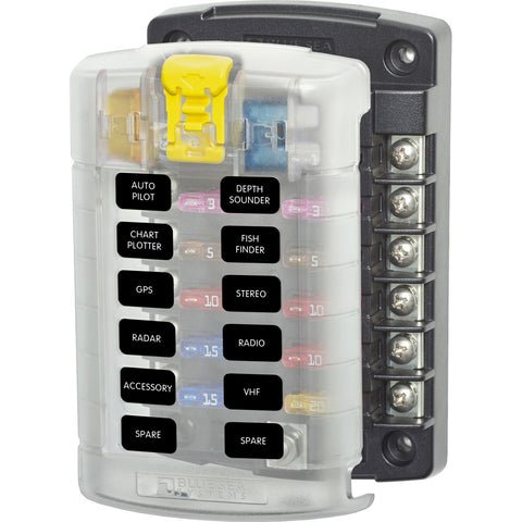 Blue Sea 5029 ST Blade Fuse Block w/Cover - 12 Circuit w/o Negative Bus [5029] - American Offshore
