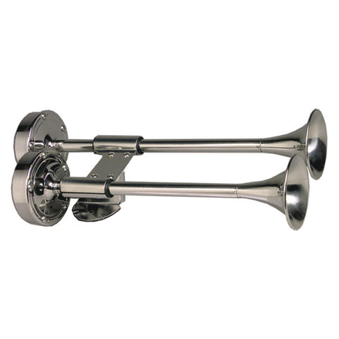Schmitt  Ongaro Deluxe All-Stainless Shorty Dual Trumpet Horn - 12V [10012] - American Offshore