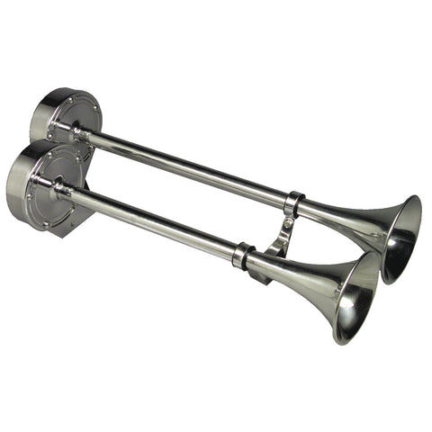 Schmitt  Ongaro Deluxe All-Stainless Dual Trumpet Horn - 12V [10028] - American Offshore