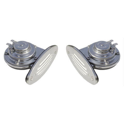 Schmitt  Ongaro Mini SS Dual Drop-In Horn w/SS Grills High  Low Pitch [10055] - American Offshore