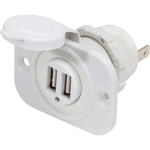 Blue Sea 12V DC Dual USB Charger Socket - White [1016200] - American Offshore