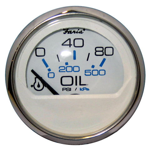 Faria Chesapeake White SS 2" Oil Pressure Gauge (80 PSI) [13802] - American Offshore