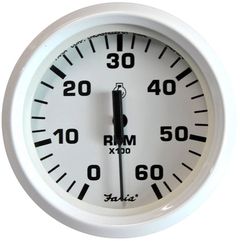 Faria Dress White 4" Tachometer - 6000 RPM (Gas) (Inboard  I/O) [33103] - American Offshore
