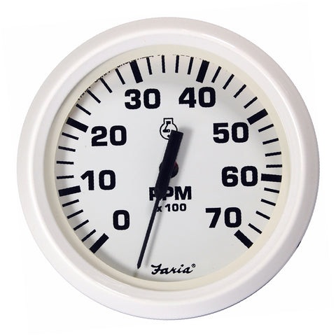 Faria Dress White 4" Tachometer - 7000 RPM (Gas) (All Outboards) [33104] - American Offshore
