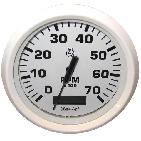 Faria Dress White 4" Tachometer w/Hourmeter - 7000 RPM (Gas) (Outboard) [33140] - American Offshore