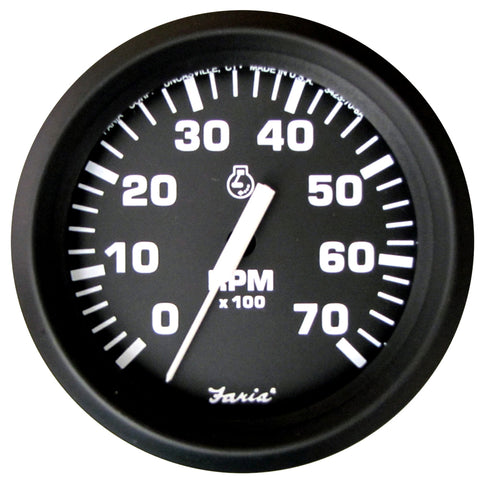 Faria Euro Black 4" Tachometer - 7,000 RPM (Gas - All Outboard) [32805] - American Offshore