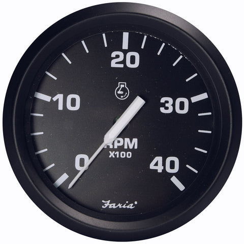 Faria Euro Black 4" Tachometer - 4000 RPM (Diesel - Magnetic Pick-Up) [32803] - American Offshore