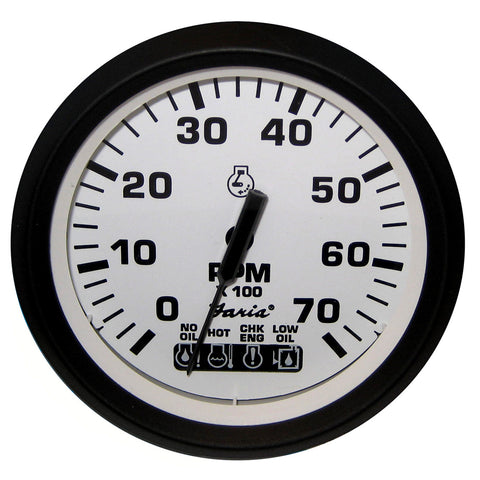 Faria Euro White 4" Tachometer w/ SystemCheck Indicator 7000 RPM (Gas) (Johnson / Evinrude Outboard) [32950] - American Offshore
