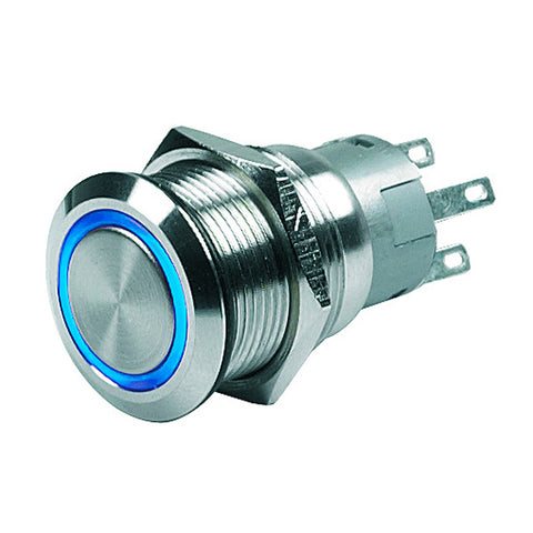 Marinco Push-Button Switch - 12V Momentary (On)/Off - Blue LED [80-511-0004-01] - American Offshore