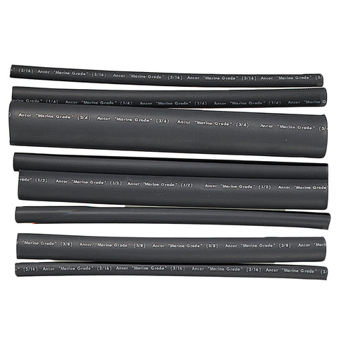Ancor Adhesive Lined Heat Shrink Tubing - Assorted 8-Pack, 6", 20-2/0 AWG, Black [301506] - American Offshore