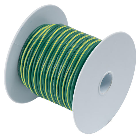 Ancor Green w/Yellow Stripe 10 AWG Tinned Copper Wire - 25' [109302] - American Offshore