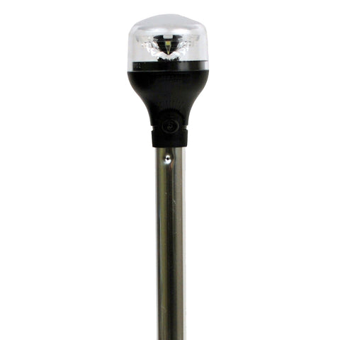 Attwood LightArmor All-Around Light - 12" Aluminum Pole - Black Vertical Composite Base w/Adapter [5557-PV12A7] - American Offshore