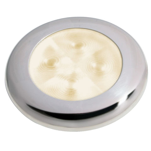 Hella Marine Slim Line LED 'Enhanced Brightness' Round Courtesy Lamp - Warm White LED - Stainless Steel Bezel - 12V [980500721] - American Offshore