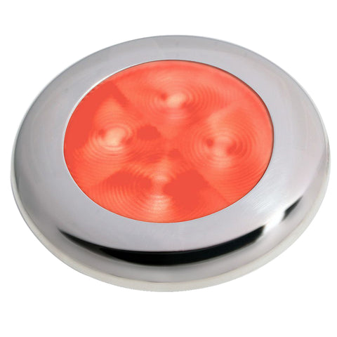 Hella Marine Slim Line LED 'Enhanced Brightness' Round Courtesy Lamp - Red LED - Stainless Steel Bezel - 12V [980507221] - American Offshore