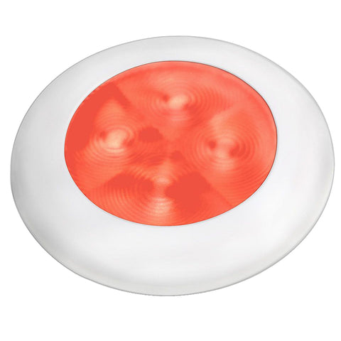 Hella Marine Slim Line LED 'Enhanced Brightness' Round Courtesy Lamp - Red LED - White Plastic Bezel - 12V [980507241] - American Offshore
