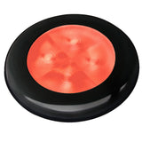 Hella Marine Slim Line LED 'Enhanced Brightness' Round Courtesy Lamp - Red LED - Black Plastic Bezel - 12V [980507251] - American Offshore