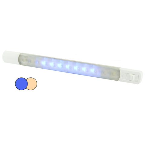 Hella Marine Surface Strip Light w/Switch - Warm White/Blue LEDs - 12V [958121111] - American Offshore
