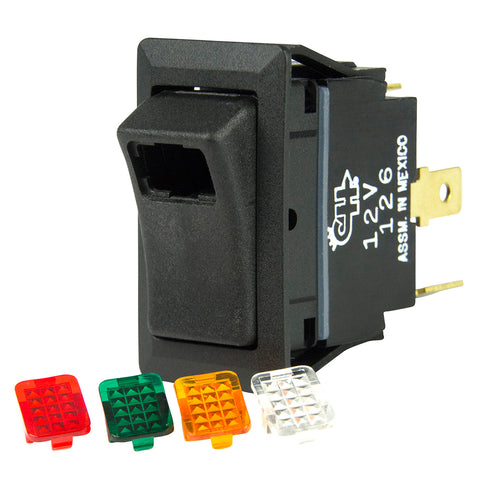 BEP SPST Rocker Switch - 1-LED w/4-Colored Covers - 12V/24V - ON/OFF [1001716] - American Offshore