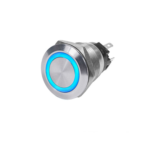 Blue Sea 4161 SS Push Button Switch - Off-(On) - Blue - 10A [4161] - American Offshore