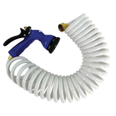 Whitecap 15 White Coiled Hose w/Adjustable Nozzle [P-0440] - American Offshore