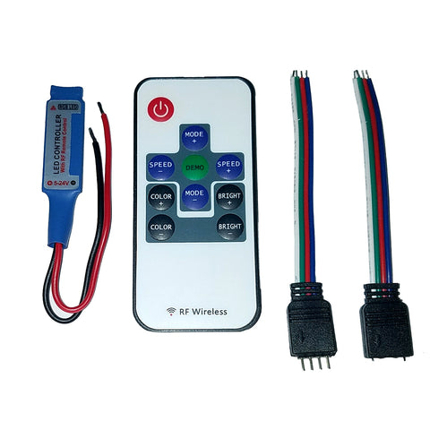 Lunasea Multifunction Indoor RGB LED Controller w/Buttons  RF Remote 5/12/24 VDC [LLB-45AR-08-02] - American Offshore