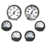 Faria Spun Silver Box Set of 6 Gauges f/ Inboard Engines - Speed, Tach, Voltmeter, Fuel Level, Water Temperature  Oil [KTF0184] - American Offshore