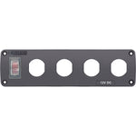 Blue Sea Water Resistant USB Accessory Panel - 15A Circuit Breaker, 4x Blank Apertures [4369] - American Offshore