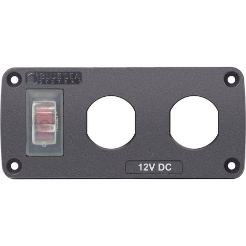 Blue Sea 4364 Water Resistant USB Accessory Panel - 15A Circuit Breaker, 2x Blank Apertures [4364] - American Offshore