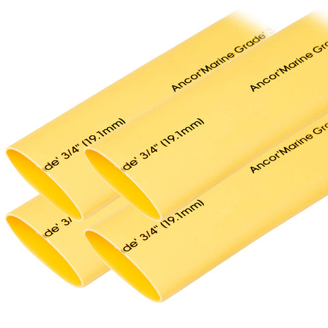 Ancor Heat Shrink Tubing 3/4" x 6" - Yellow - 4 Pieces [306906] - American Offshore