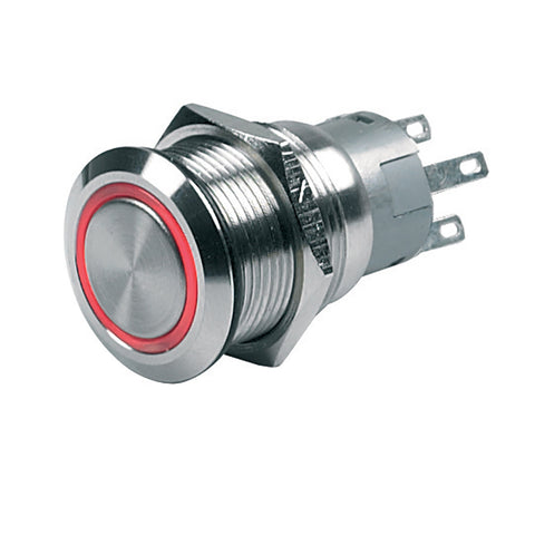 BEP Push-Button Switch 12V Latching On/Off - Red LED [80-511-0001-00] - American Offshore