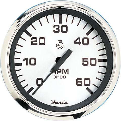 Faria Spun Silver 4" Tachometer (6000 RPM) (Gas Inboard  I/O) [36004] - American Offshore