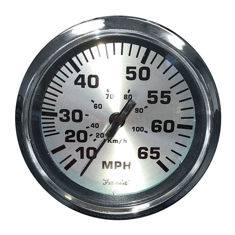 Faria Spun Silver 4" Speedometer - 65 MPH (Pitot) [36010] - American Offshore