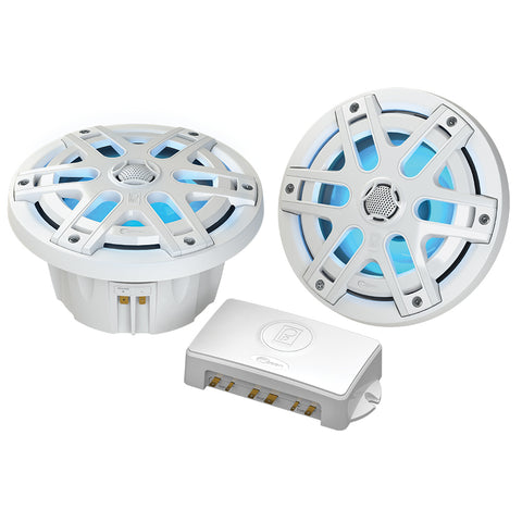 Poly-Planar MA-OC6 6.5" Round Waterproof Blue LED Lit Speaker - White [MA-OC6] - American Offshore