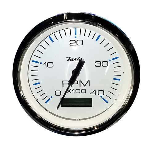 Faria Chesapeake White SS 4" Tachometer w/Hourmeter (4000 RPM) (Diesel) (Mech. Takeoff  Var. Ratio Alt) [33834] - American Offshore