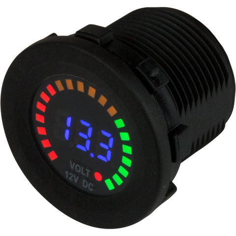 Sea-Dog Round Voltage Meter DC - 5V-15V w/Rainbow Dial [421617-1] - American Offshore