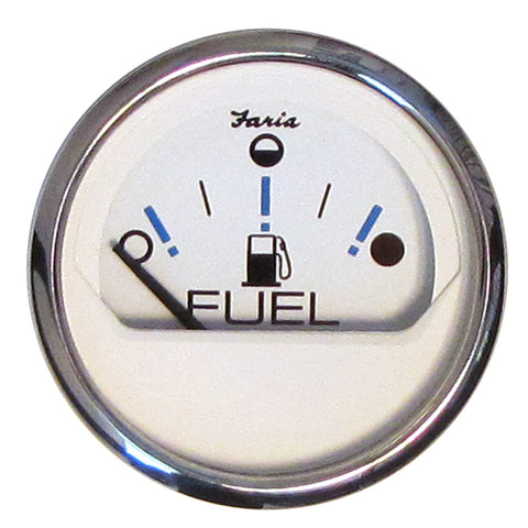 Faria Chesapeake White SS 2" Fuel Level Gauge - Metric (E-1/2-F) [13818] - American Offshore