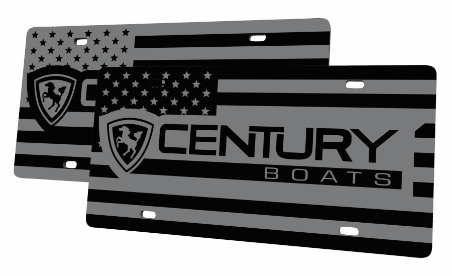 Century Boats License Plate | Black Gloss Acrylic | American Offshore