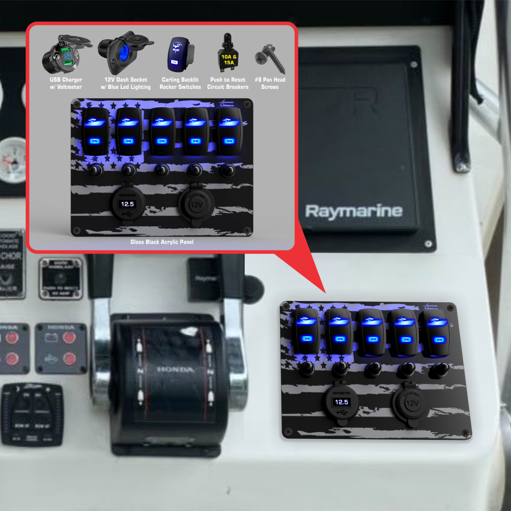 Instrument Panel Rocker Switches 5 Gang Rocker Switch Panel (w/ Accessories) | American Offshore